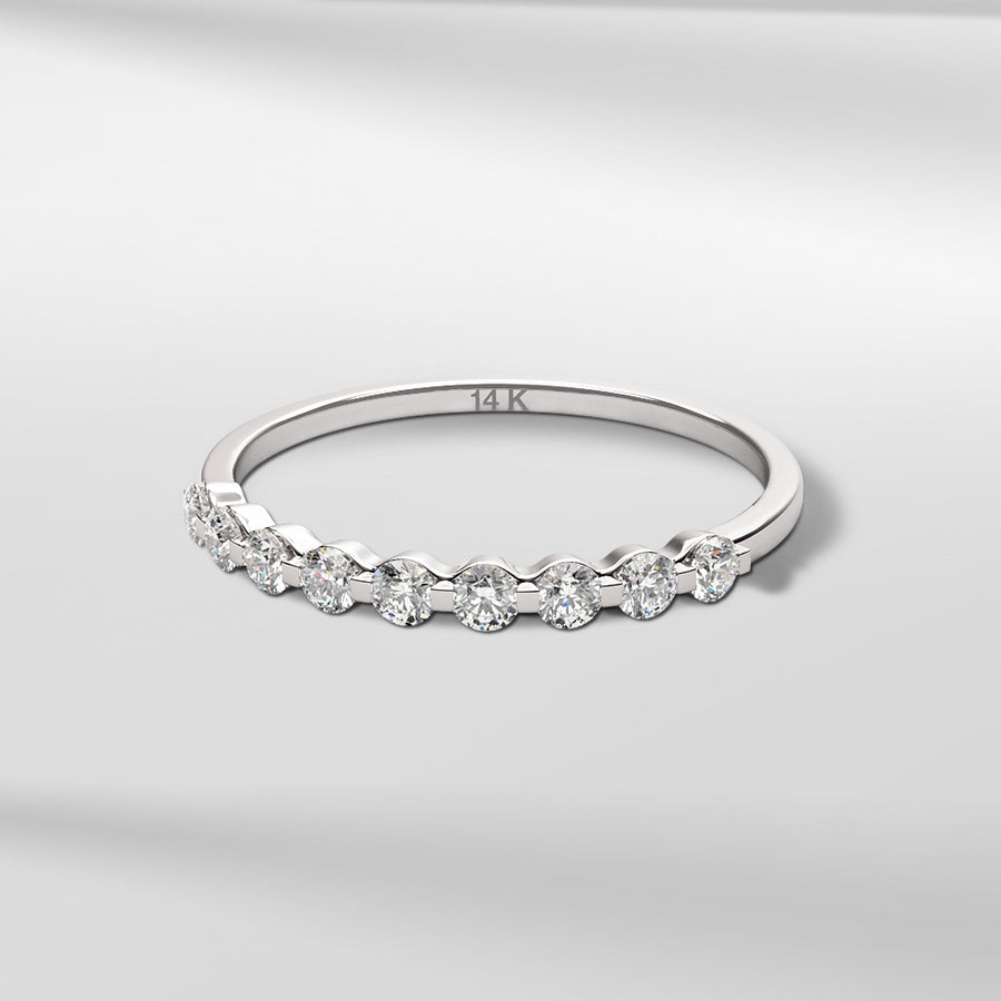 14K Modern Everyday Stackable Ring With Round Brilliant Diamonds