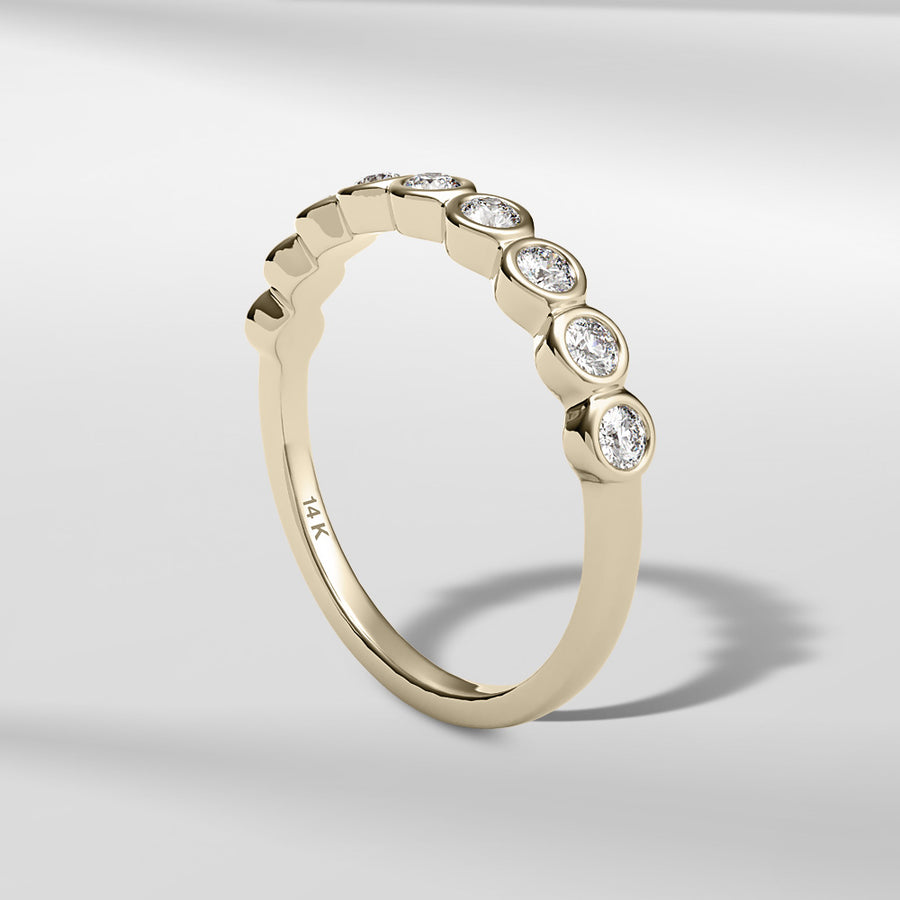 14k Solid Stackable Gold Sun Diamond Bezel Setting Ring