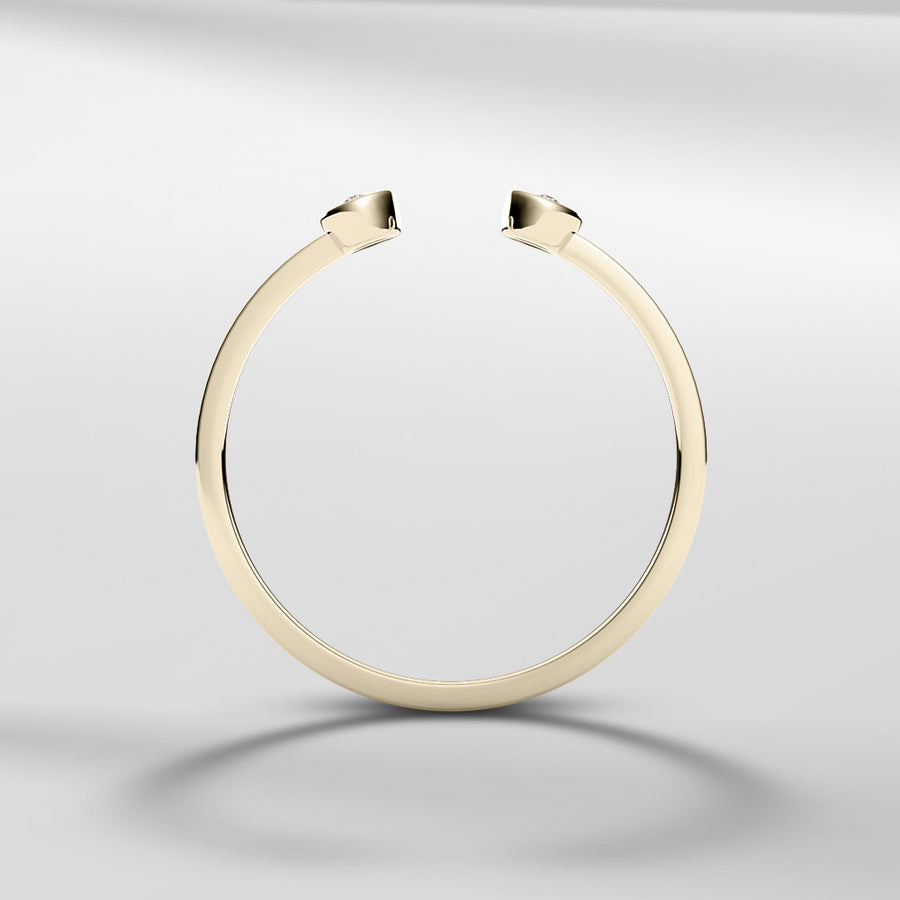  14k Solid Gold Two Bezel Setting Diamond Ring
