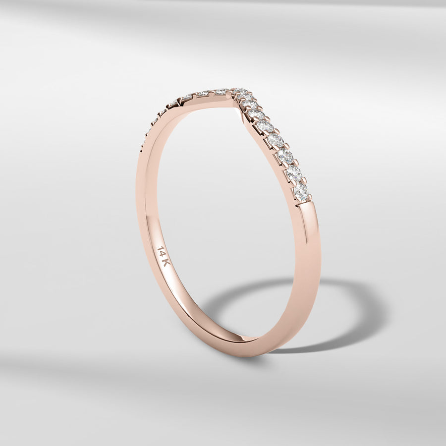 14k Solid Gold Petite Chevron Diamond Ring