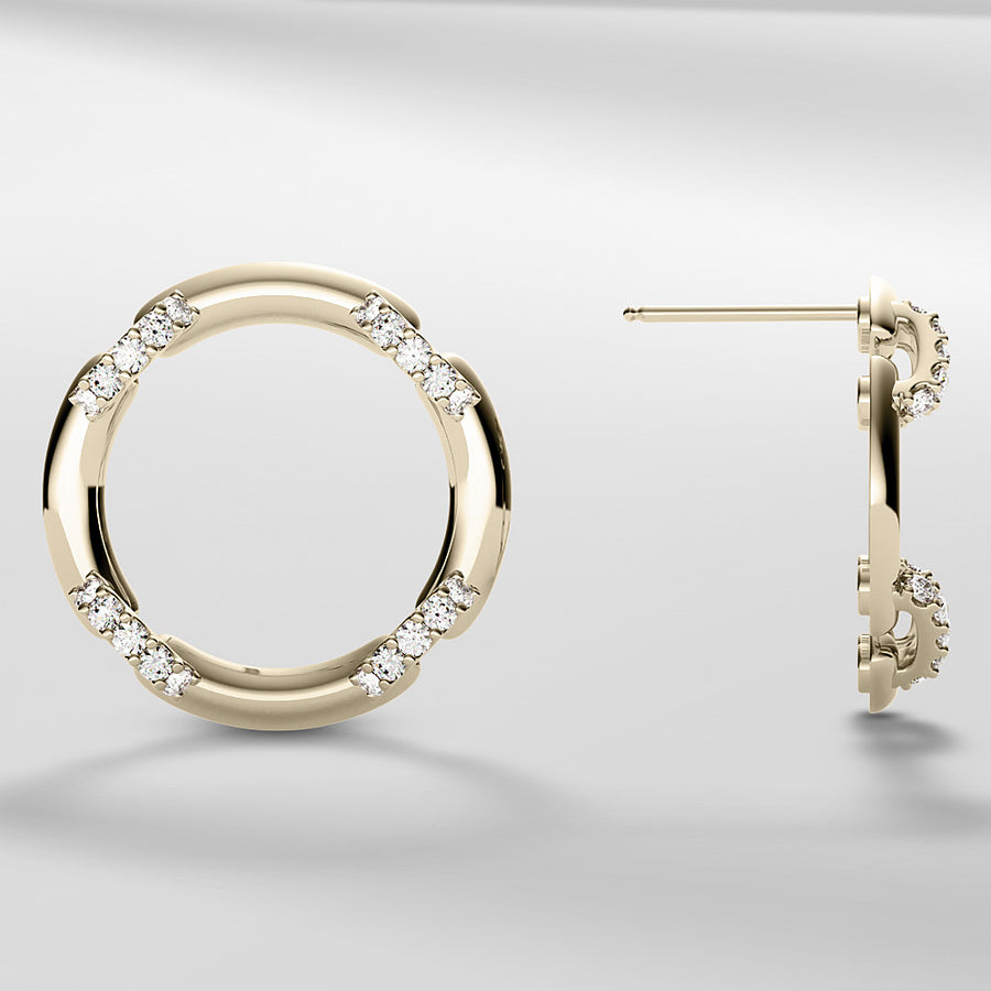 18k Solid Gold Circle Stud Earing With Modern Design